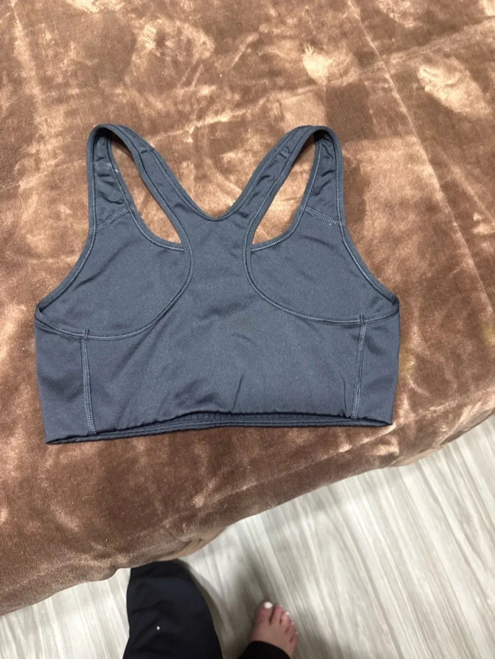 Woman’s size medium Nike Black Racerback Sports Bra with White Swoosh - Picture 9 of 11